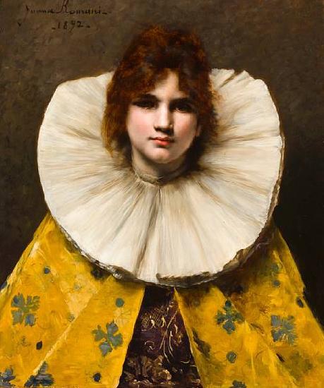 Juana Romani A portrait of a young girl with a ruffled collar oil painting image